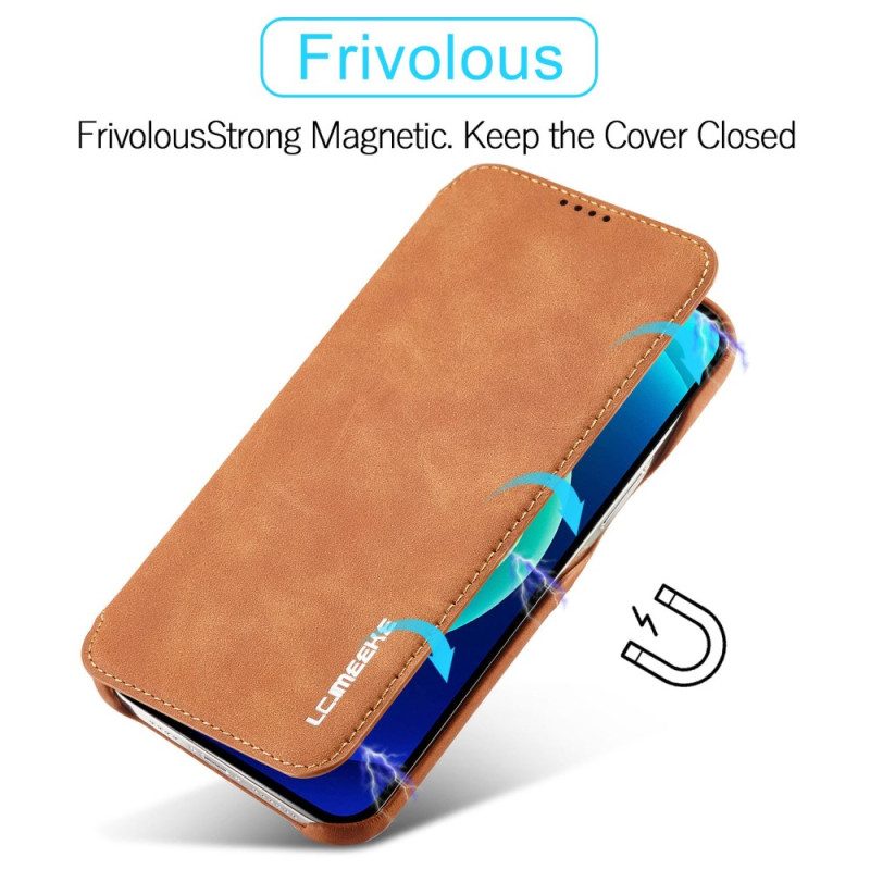 Folio Cover iPhone 14 Pro Max Custodia in pelle Lc.imeeke Effetto Pelle