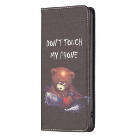 Folio Cover iPhone 14 Pro Max Custodia in pelle Orso Pericoloso