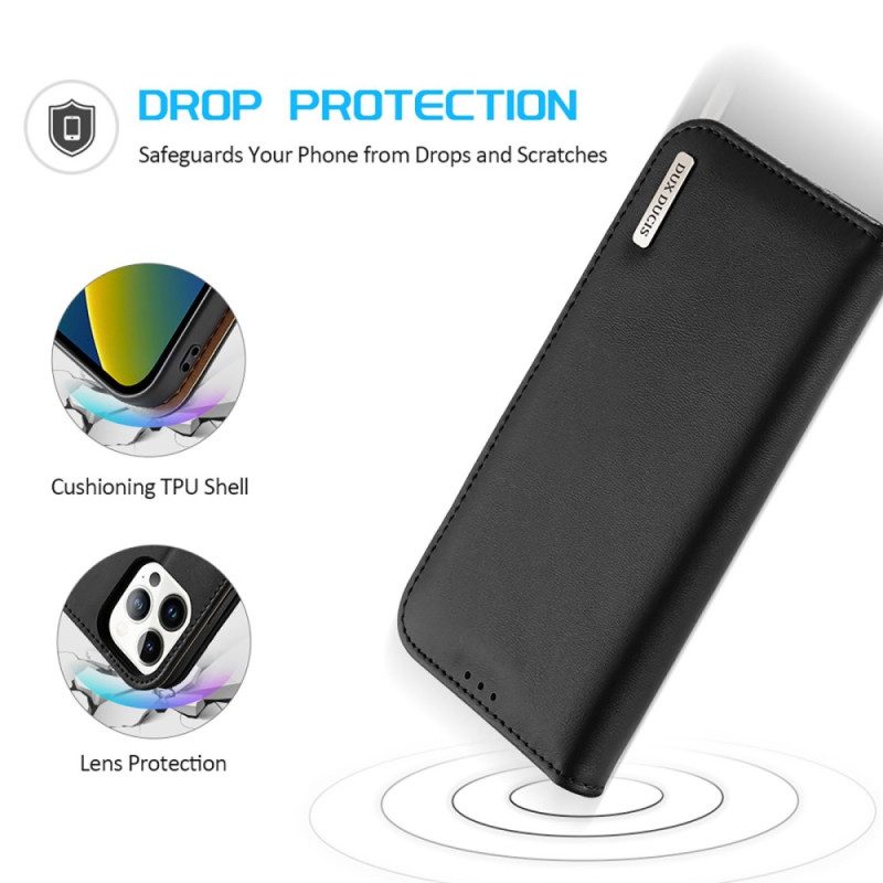 Folio Cover iPhone 14 Pro Max Custodia in pelle Serie Hivo Dux Ducis