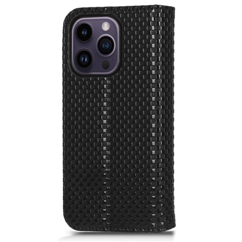 Folio Cover iPhone 14 Pro Max Custodia in pelle Strutturato