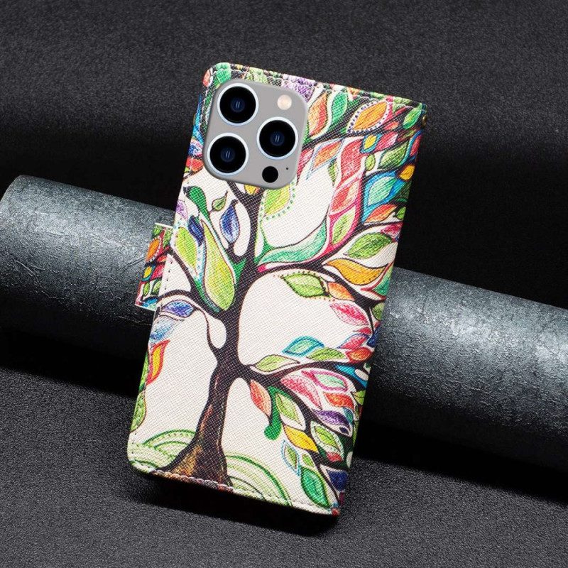 Folio Cover iPhone 14 Pro Max Tasca Per Albero Con Cerniera