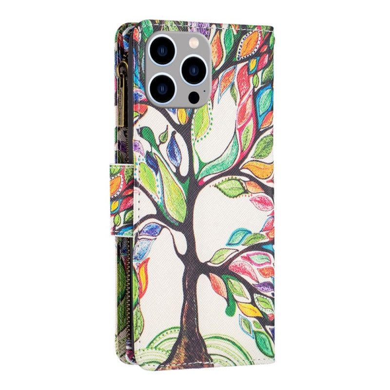 Folio Cover iPhone 14 Pro Max Tasca Per Albero Con Cerniera