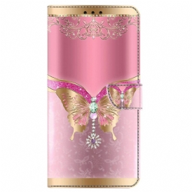 Custodia in pelle iPhone 15 Pro Farfalle Preziose
