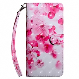 Custodia in pelle iPhone 15 Pro Fiori Per Cinturino