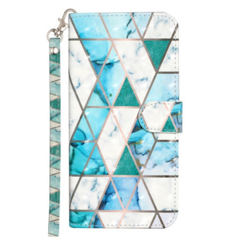Custodia in pelle iPhone 15 Pro Marmo 3d Con Cinturino