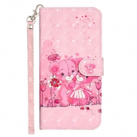 Custodia in pelle iPhone 15 Pro Orsetti Di Peluche 3d Con Cinturino