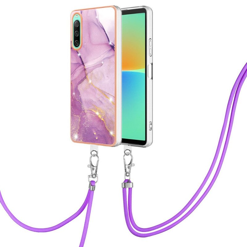 Cover Sony Xperia 10 IV Con Cordone Di Marmo
