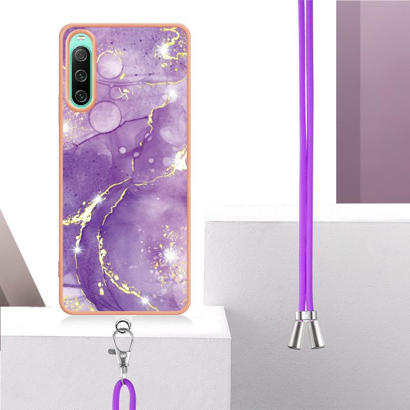 Cover Sony Xperia 10 IV Con Cordone Di Marmo