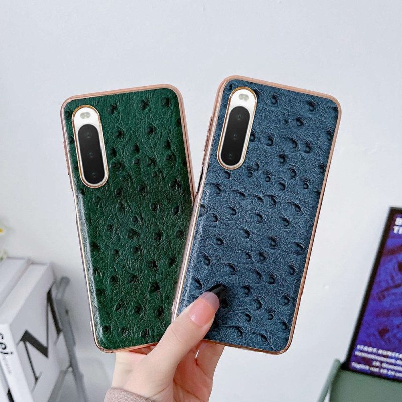 Cover Sony Xperia 10 IV Vera Pelle Stile Struzzo