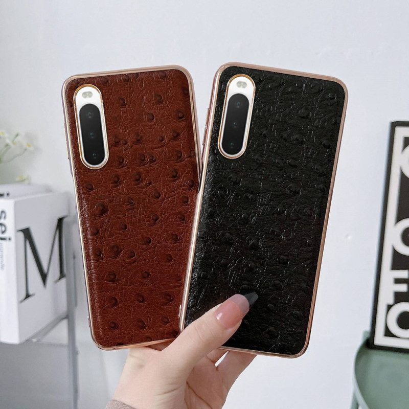 Cover Sony Xperia 10 IV Vera Pelle Stile Struzzo