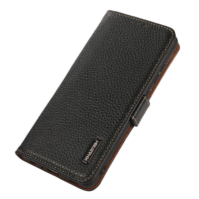 Custodia in pelle Sony Xperia 10 IV Pelle Litchi Khazneh Rfid
