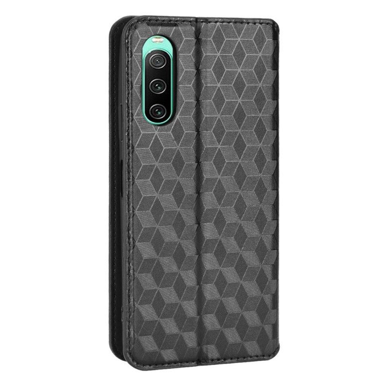 Folio Cover Sony Xperia 10 IV Custodia in pelle Cubi 3d