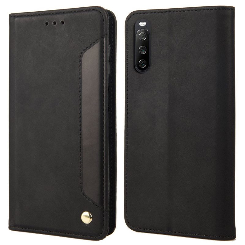Folio Cover Sony Xperia 10 IV Custodia in pelle Due Toni