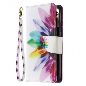 Custodia in pelle Realme C11 Tasca Con Zip A Fiore