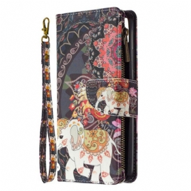 Custodia in pelle Realme C11 Tasca Con Zip A Forma Di Elefante