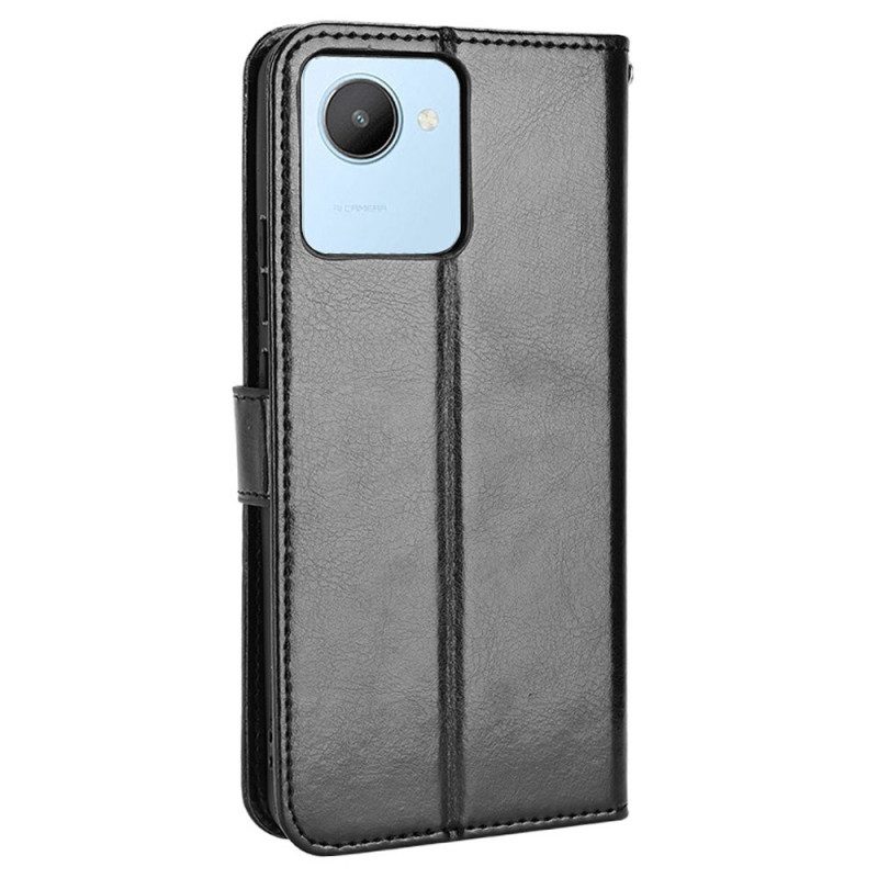 Custodia in pelle Realme C30 Ecopelle Cerata Con Cinturino