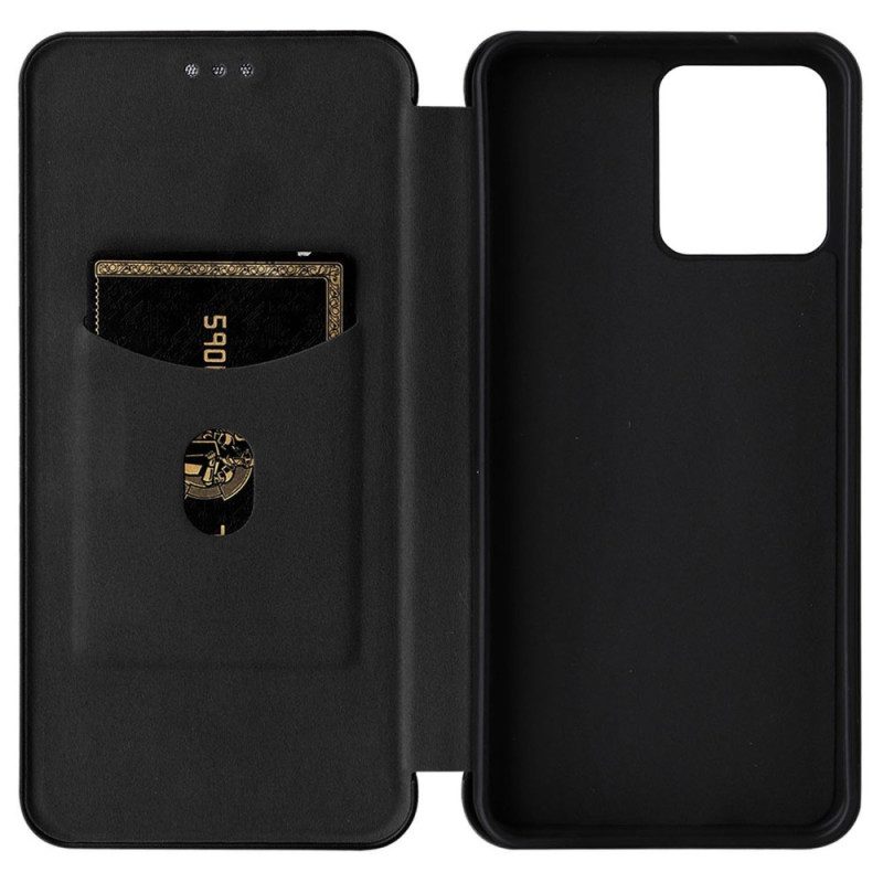 Folio Cover Realme C30 Custodia in pelle Supporto Anello In Fibra Di Carbonio