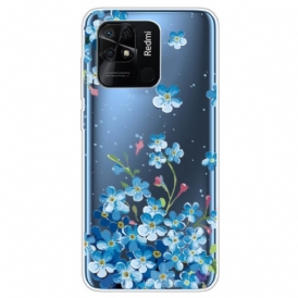 Cover Xiaomi Redmi 10C Fiori Blu Senza Soluzione Di Continuità