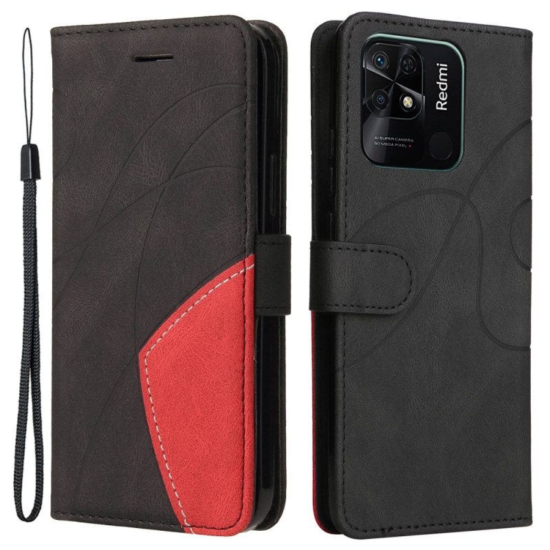 Custodia A Portafoglio Xiaomi Redmi 10C Cinturino Bicolore