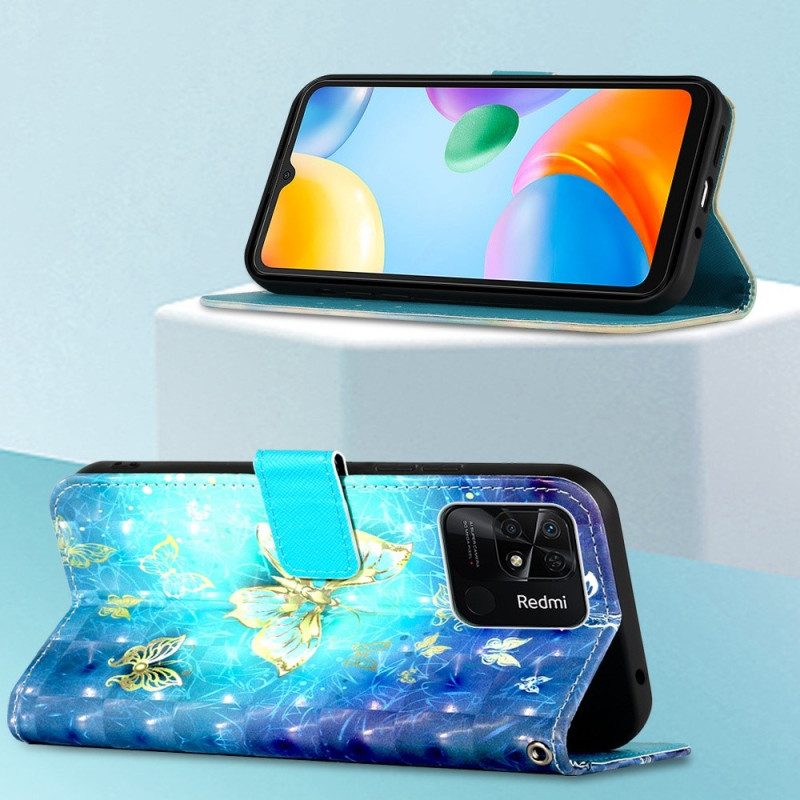 Custodia A Portafoglio Xiaomi Redmi 10C Splendide Farfalle Perizoma