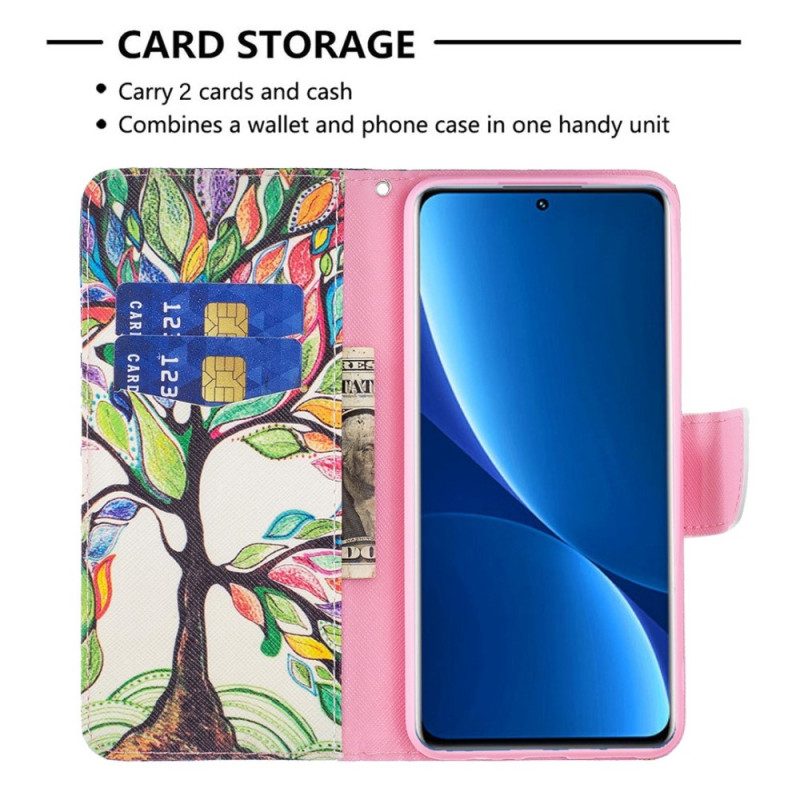 Custodia in pelle Xiaomi Redmi 10C Albero Dell'acquerello