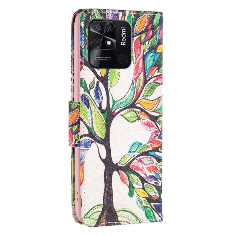 Custodia in pelle Xiaomi Redmi 10C Albero Dell'acquerello