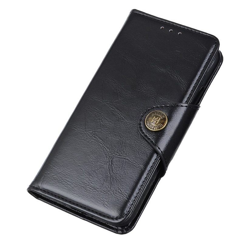 Custodia in pelle Xiaomi Redmi 10C Bottone Khazneh In Finta Pelle Verniciata