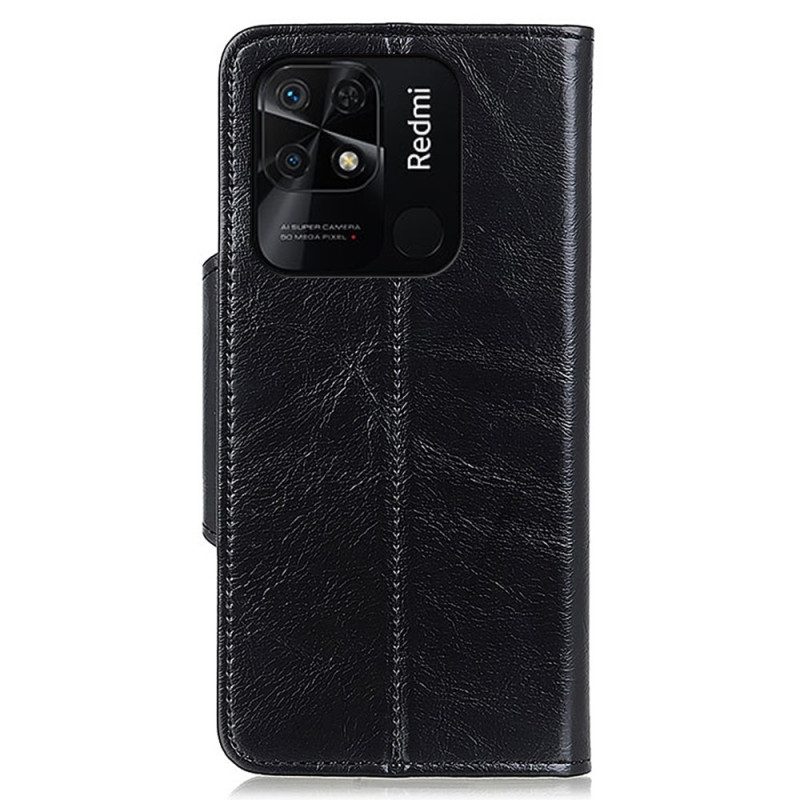 Custodia in pelle Xiaomi Redmi 10C Bottone Khazneh In Finta Pelle Verniciata