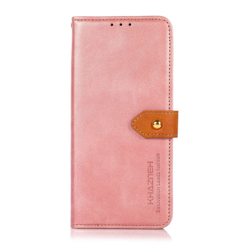Custodia in pelle Xiaomi Redmi 10C Chiusura Dorata Bicolore Khazneh