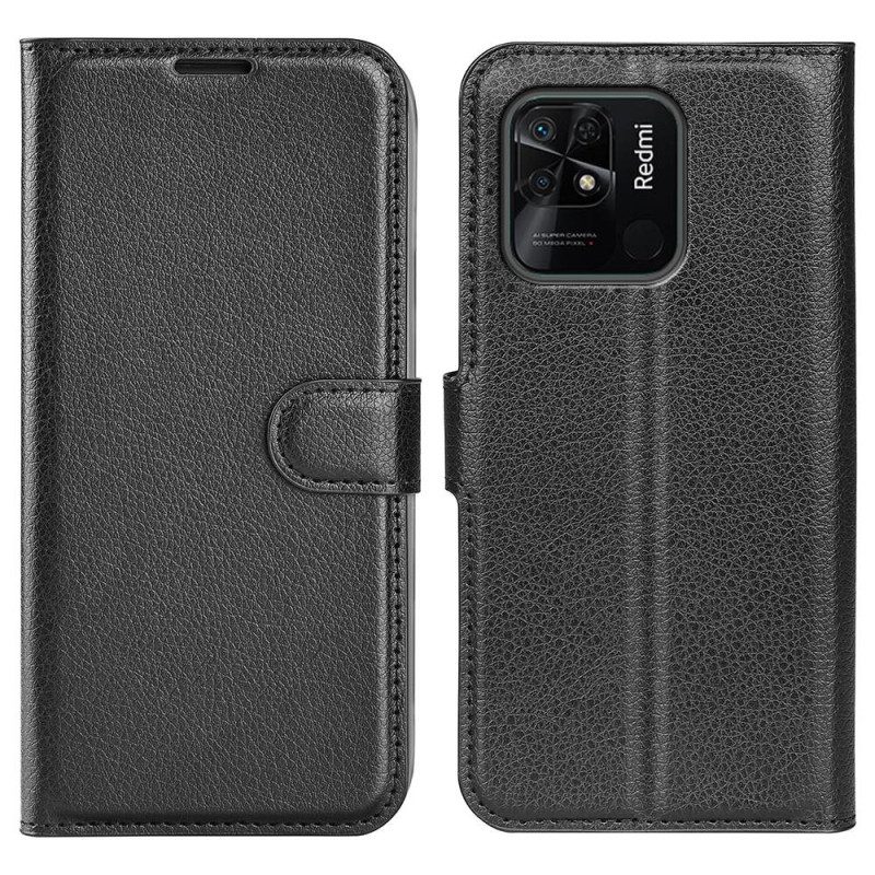 Custodia in pelle Xiaomi Redmi 10C Classico Effetto Pelle Litchi