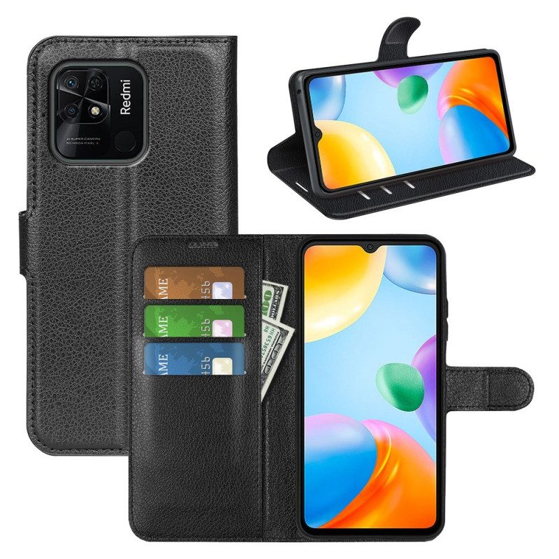 Custodia in pelle Xiaomi Redmi 10C Classico Effetto Pelle Litchi