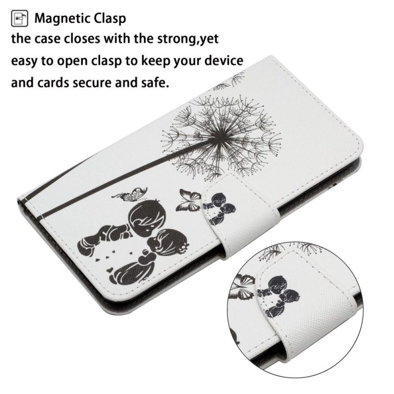 Custodia in pelle Xiaomi Redmi 10C Cordino Love Dandelions