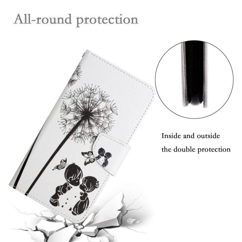 Custodia in pelle Xiaomi Redmi 10C Cordino Love Dandelions
