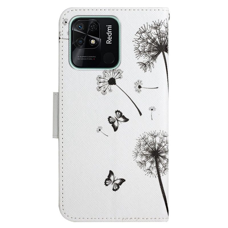 Custodia in pelle Xiaomi Redmi 10C Cordino Love Dandelions