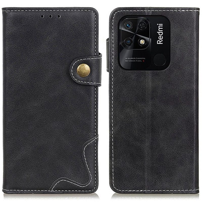 Custodia in pelle Xiaomi Redmi 10C Cuciture Fantasia