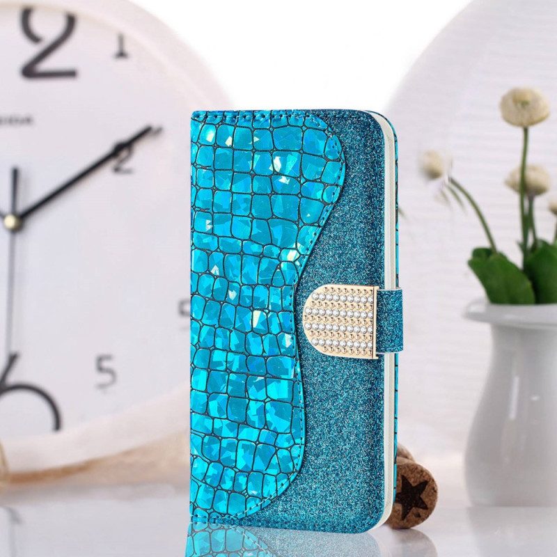 Custodia in pelle Xiaomi Redmi 10C Diamanti Coccodrillo