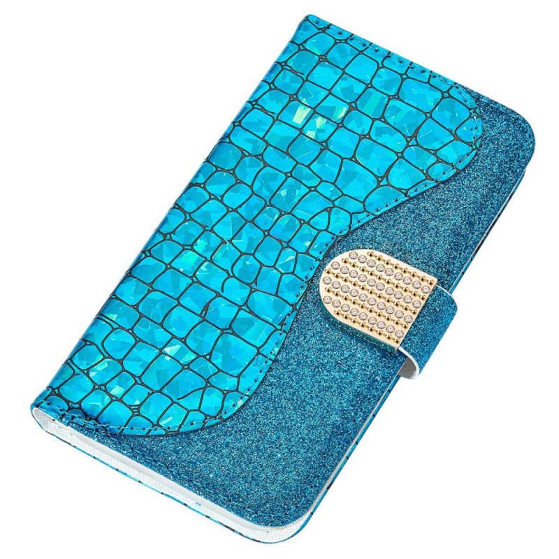 Custodia in pelle Xiaomi Redmi 10C Diamanti Coccodrillo