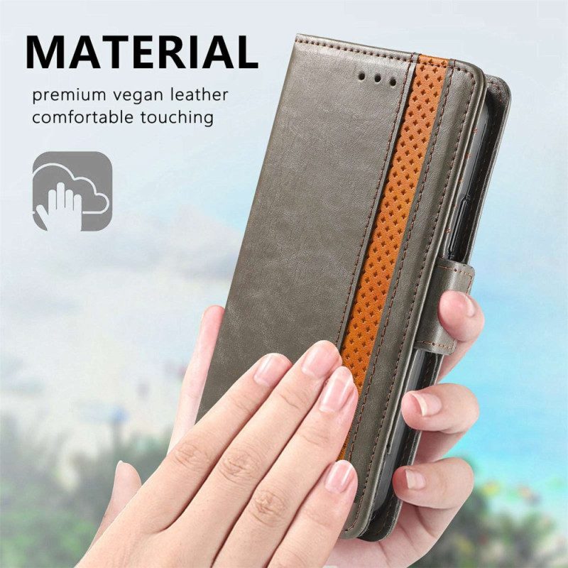 Custodia in pelle Xiaomi Redmi 10C Doppia Chiusura Bicolore