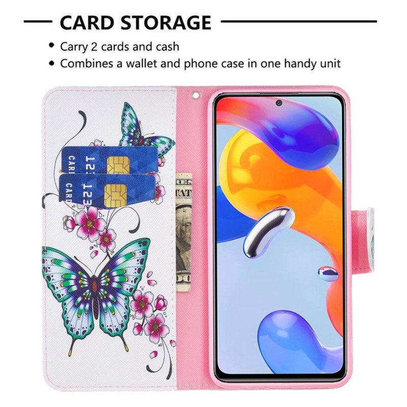 Custodia in pelle Xiaomi Redmi 10C Farfalle Colorate