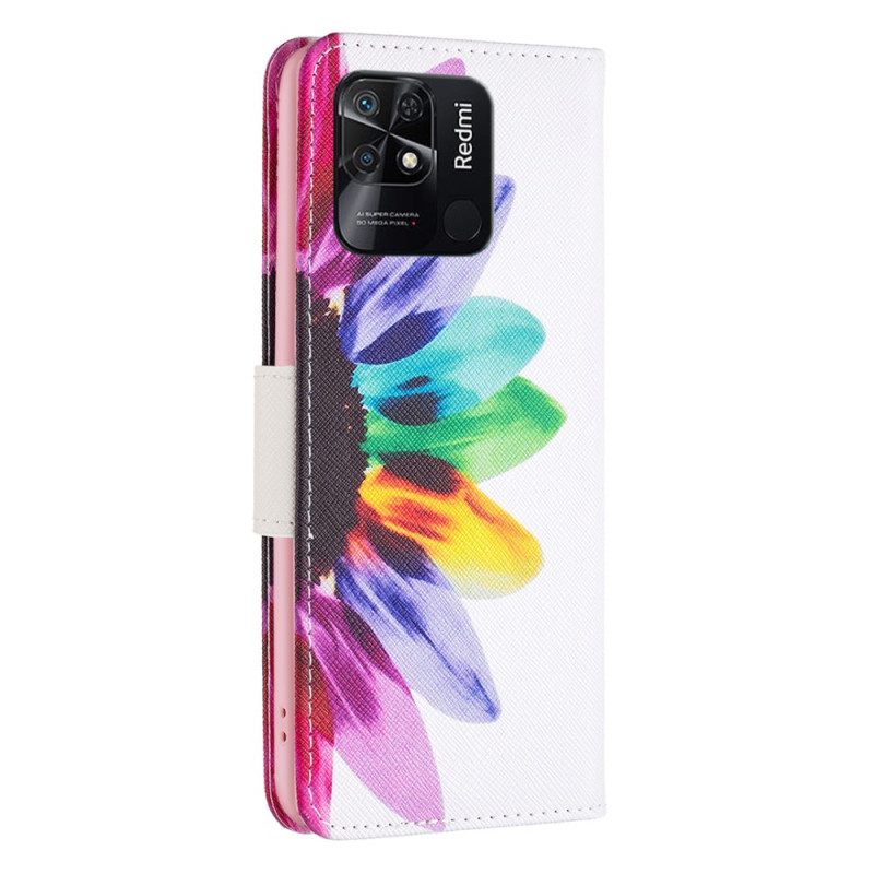 Custodia in pelle Xiaomi Redmi 10C Fiore Dell'acquerello