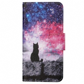 Custodia in pelle Xiaomi Redmi 10C Gatto Nella Notte