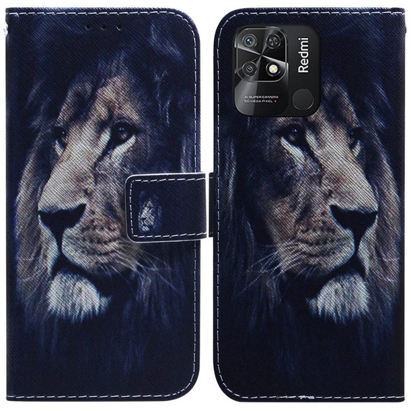 Custodia in pelle Xiaomi Redmi 10C Leone Sognante