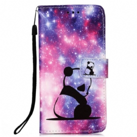 Custodia in pelle Xiaomi Redmi 10C Panda Spaziale Con Spalline