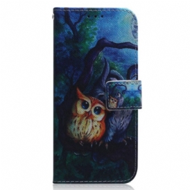 Custodia in pelle Xiaomi Redmi 10C Pittura Gufi