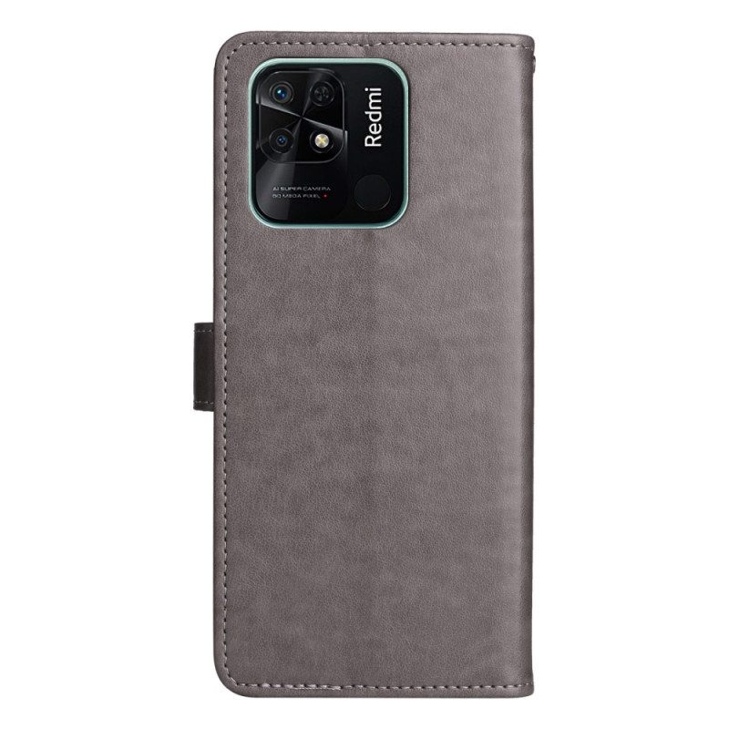 Custodia in pelle Xiaomi Redmi 10C Strappy Cat E Api