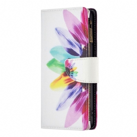 Custodia in pelle Xiaomi Redmi 10C Tasca Con Zip A Fiore