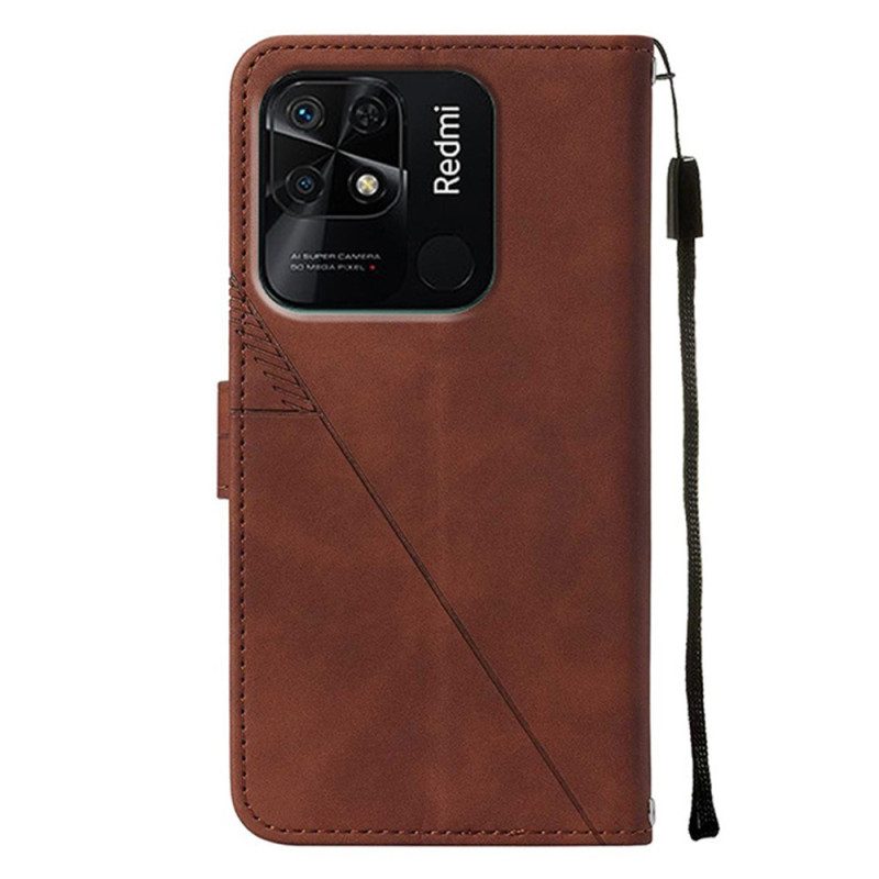 Custodia in pelle Xiaomi Redmi 10C Triangoli Di Cinturino