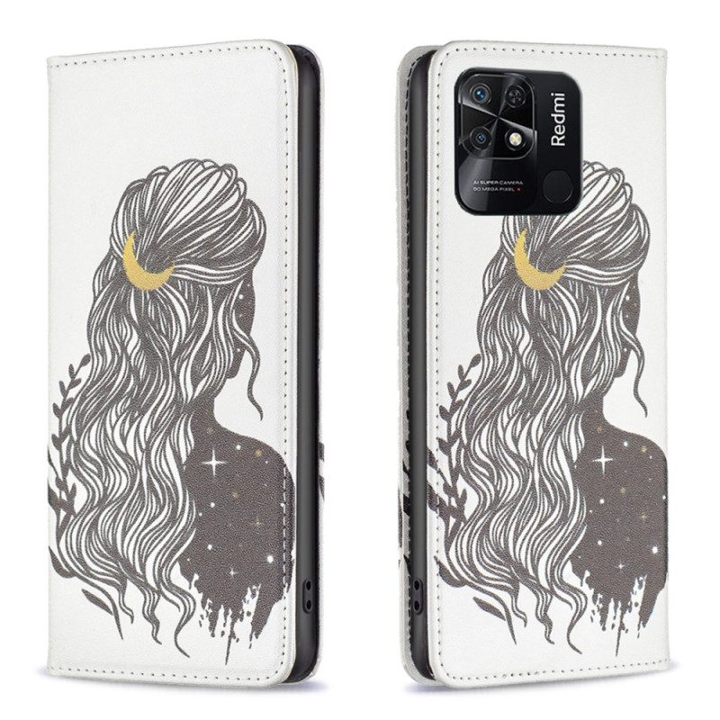 Folio Cover Xiaomi Redmi 10C Custodia in pelle Bei Capelli