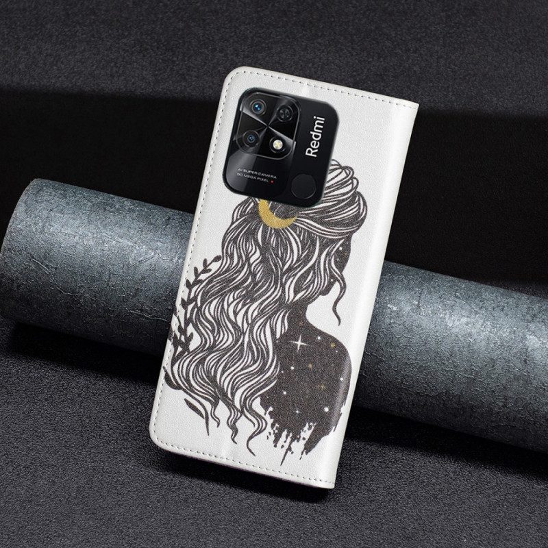Folio Cover Xiaomi Redmi 10C Custodia in pelle Bei Capelli