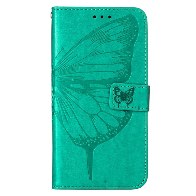 Folio Cover Xiaomi Redmi 10C Design A Farfalla Con Cordino